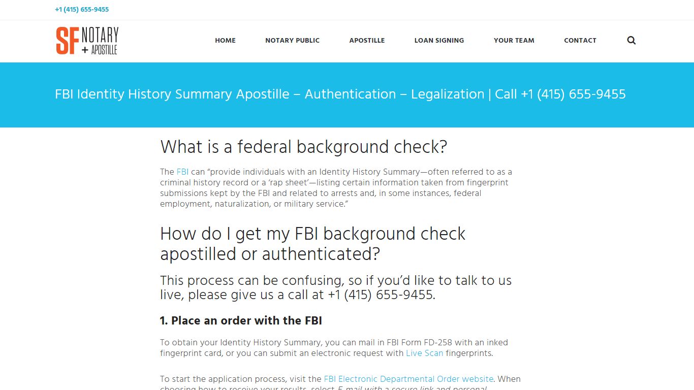 FBI Background Check Apostille – Authentication – Legalization