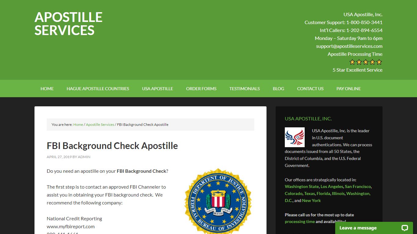 FBI Background Check Apostille – Apostille Services